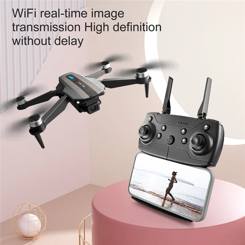 S91 4 Channel 6-axis Dual Camera Foldable Brushless Aerial Drone with LED Light, with 1 Battery - Black