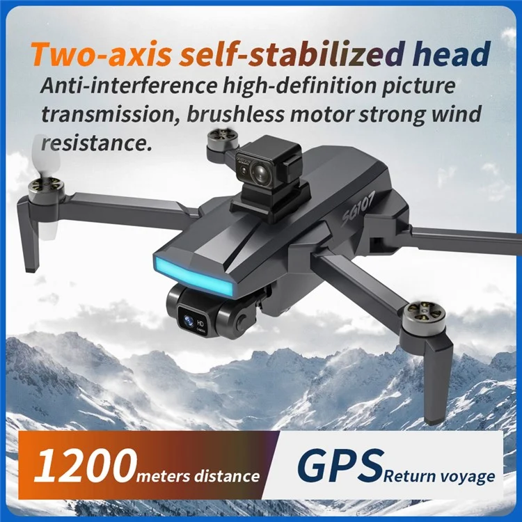 SG107MAX2 Motor sin escobillas 4K HD RC Aircraft 360 Evasión de Obstáculos Drone 4-Ejes Avión Foto Eléctrico Juguete, Doble Batería