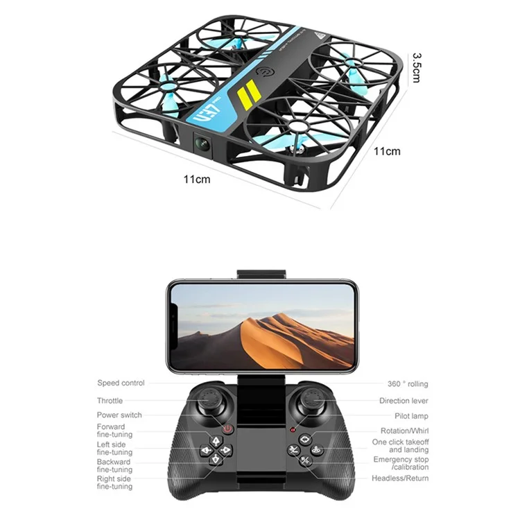 4DRC V37 Pro HD Aerial Photo Aircraft Grid Pocket Pocket Mini Drone, Batterie Unique