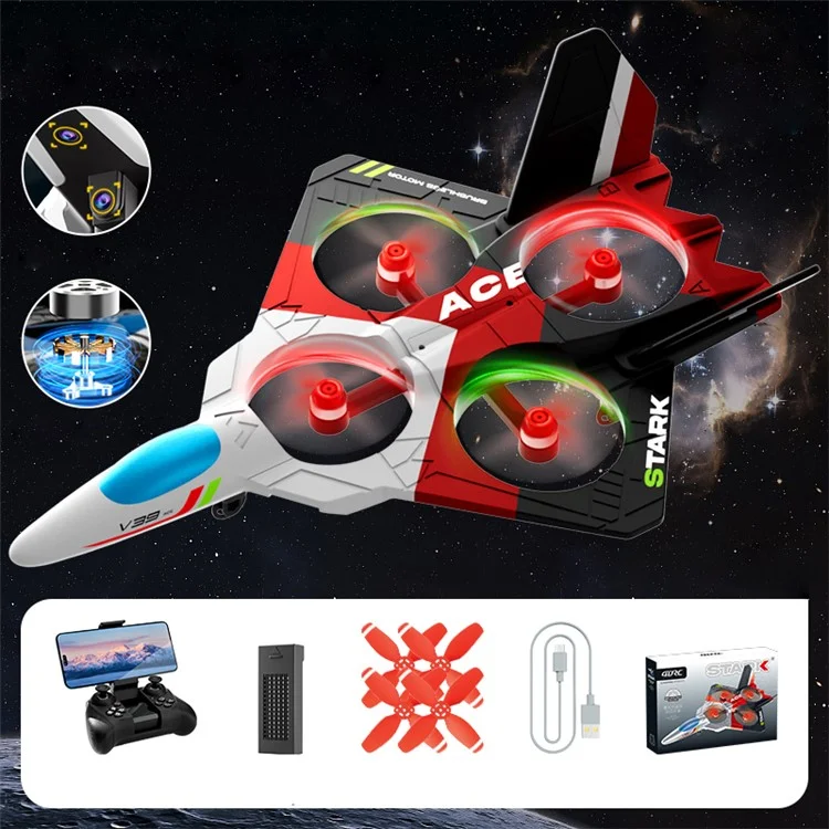 4DRC V39 EPP Foam RC Drone with Cool Lighting, Remote Control Aircraft, Single Battery - Red