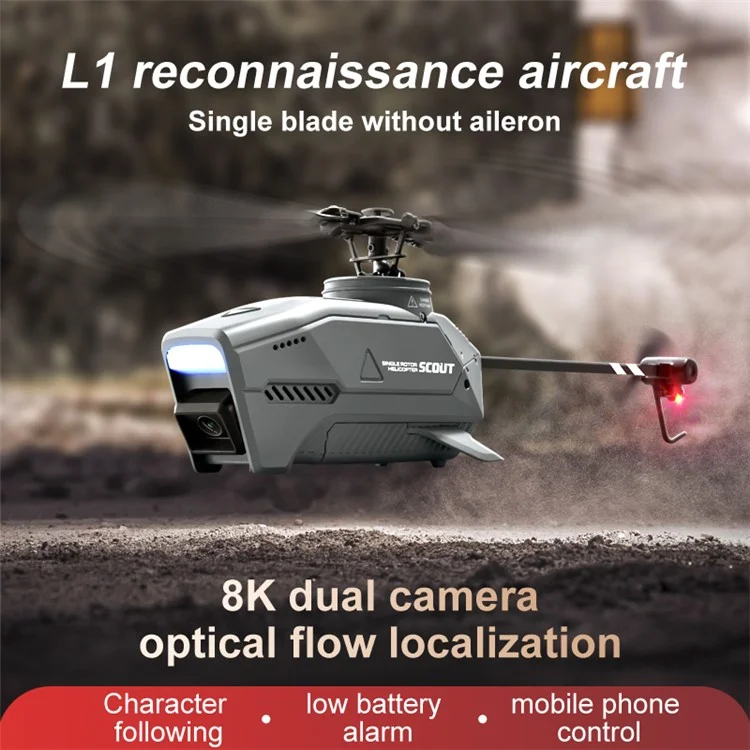 4DRC L1 HD Aerial Single-Rotor Helicopter, Remote-Controlled Aircraft Toy, Single Battery