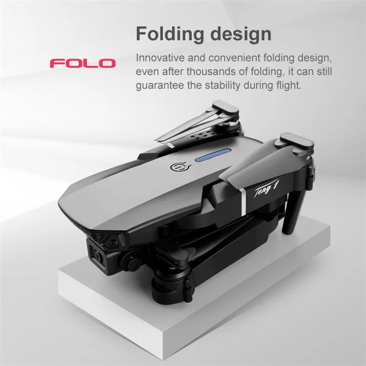E88 Pro Folding RC Drone con Cámaras Dobles Fotografía Aérea 4K HD Aeronave, Baterías Dobles - Negro