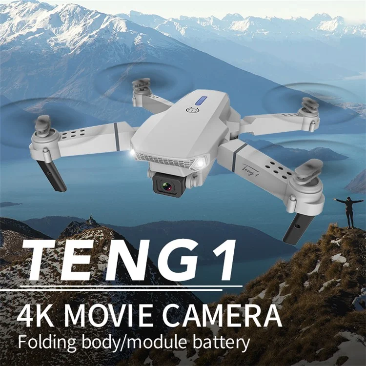E88 Pro Folding RC Drone con Cámaras Dobles Fotografía Aérea 4K HD Aeronave, Baterías Dobles - Negro