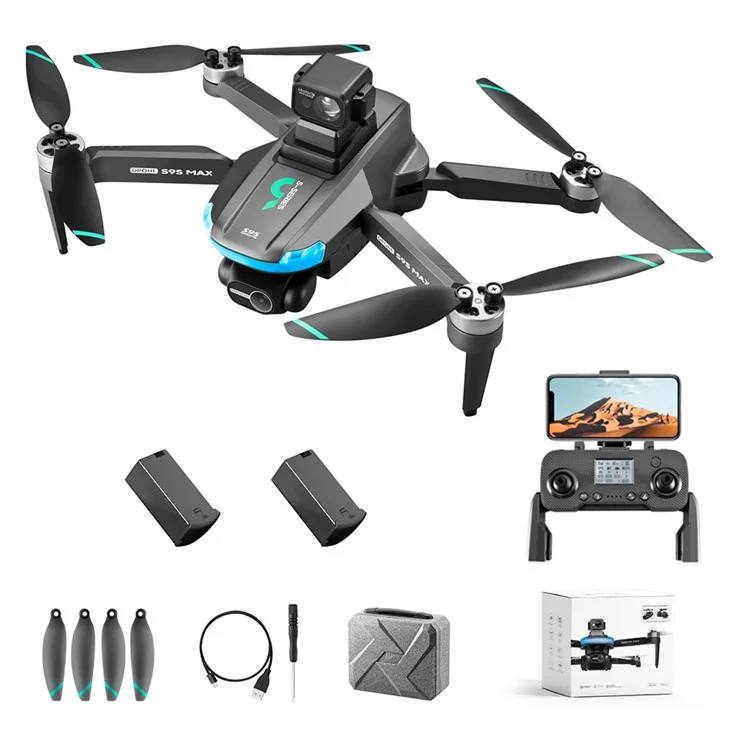 S9S 2.7K Camera 5G 5 Assis Evitamento ad Ostacoli Gimbal ELS Drone Brushless, Con 2 Batterie