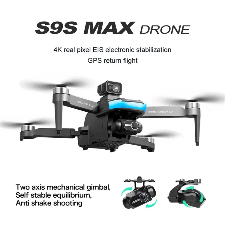 Câmera S9S 2.7K 5G 2 Eixo Gimbal Evitar o Drone Sem Escova, Com 2 Bateria