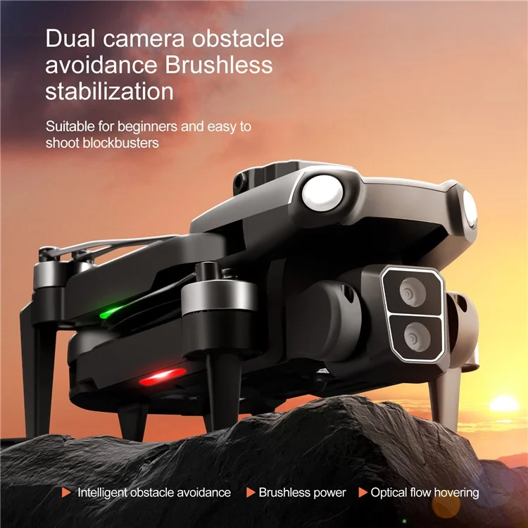 S119 Dual Camera Brushless Motor Aircraft Optical Flow Positioning Folding RC Drone with 2 Batteries - White