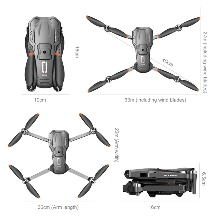 D1 HD Dual Camera Brushless Aircraft Obstacle Avoidance Optical Flow Positioning RC Drone, 1 Batterie - Schwarz
