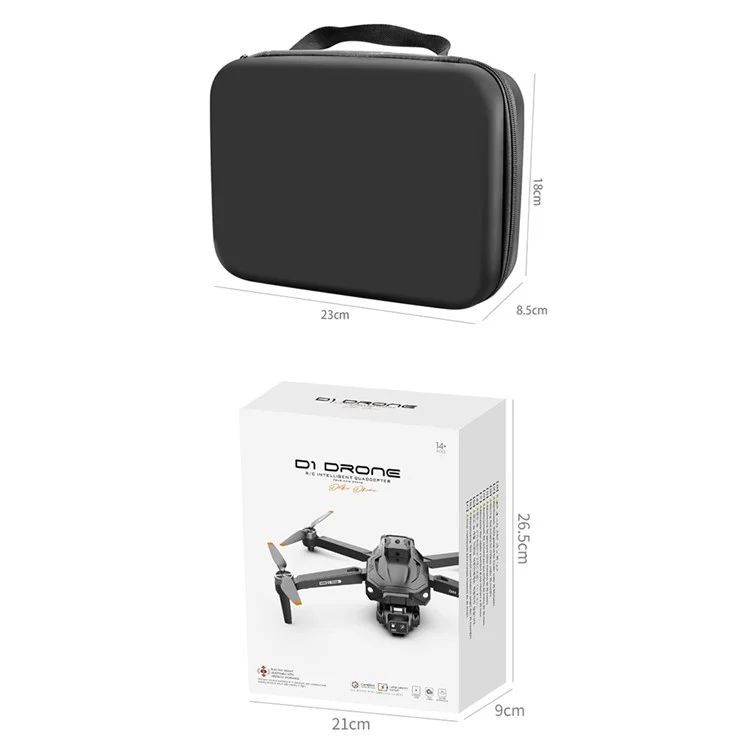 D1 HD Dual Camera Brushless Aircraft Obstacle Avoidance Optical Flow Positioning RC Drone, 1 Batterie - Schwarz