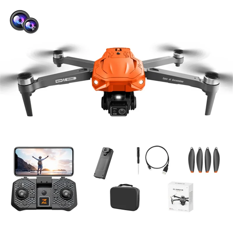 D1 HD Dual Camera Brushless Aircraft Obstacle Avoidance Optical Flow Positioning RC Drone, 1 Battery - Orange