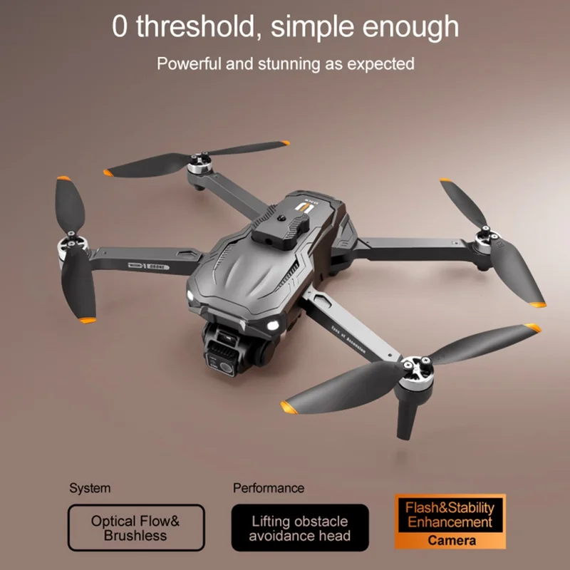 D1 HD Dual Camera Brushless Aircraft Obstacle Avoidance Optical Flow Positioning RC Drone, 1 Battery - Orange