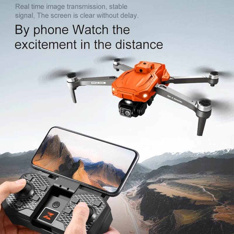 D1 HD Dual Camera Brushless Aircraft Obstacle Avoidance Optical Flow Positioning RC Drone, 1 Battery - Orange