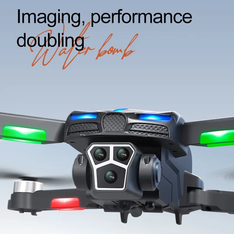M2 Folding RC Drone con Tre Telecamere di Posizionamento a Flusso Ottico, Motore Brushless RC Quadcopter con 2 Batterie - Grigio