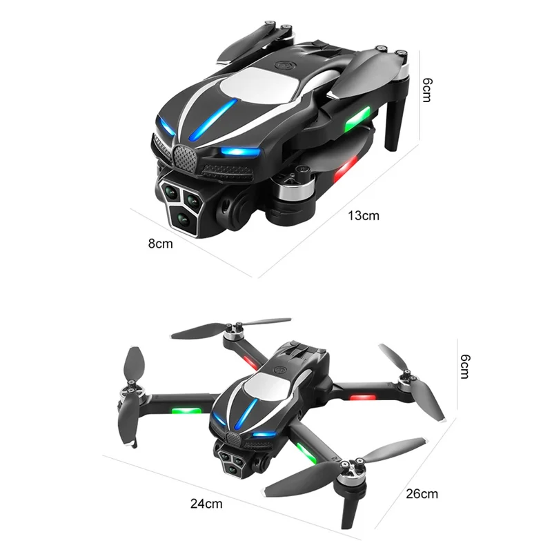 M2 Folding RC Drone con Tre Telecamere di Posizionamento a Flusso Ottico, Motore Brushless RC Quadcopter con 2 Batterie - Grigio
