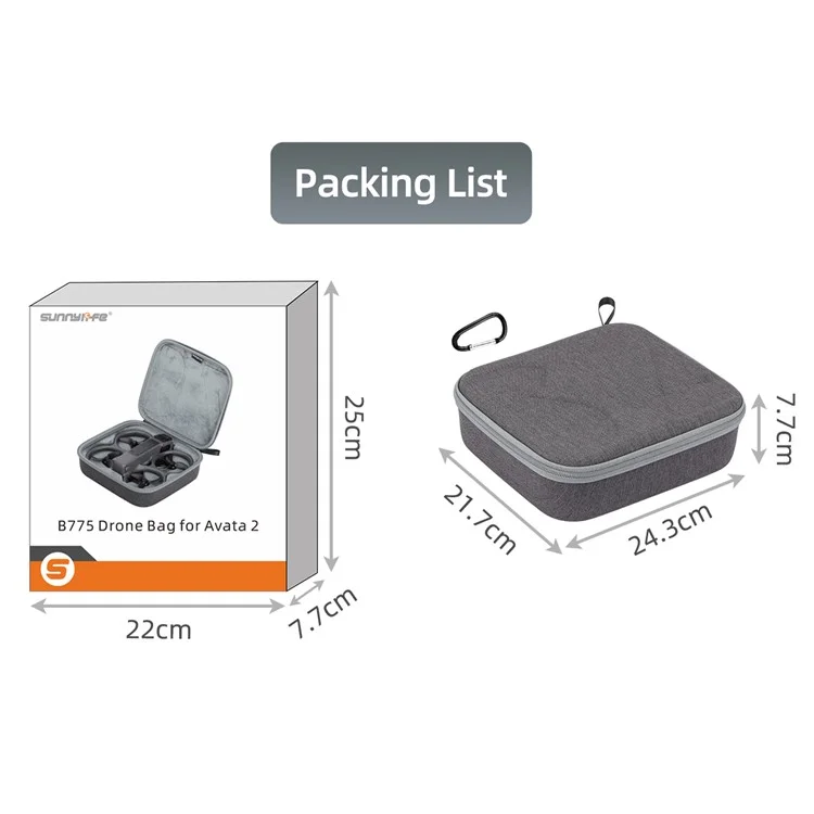 SUNNYLIFE AT2-B775 For DJI Avata 2 Shockproof Cloth Carrying Case RC Drone Accessories Storage Bag