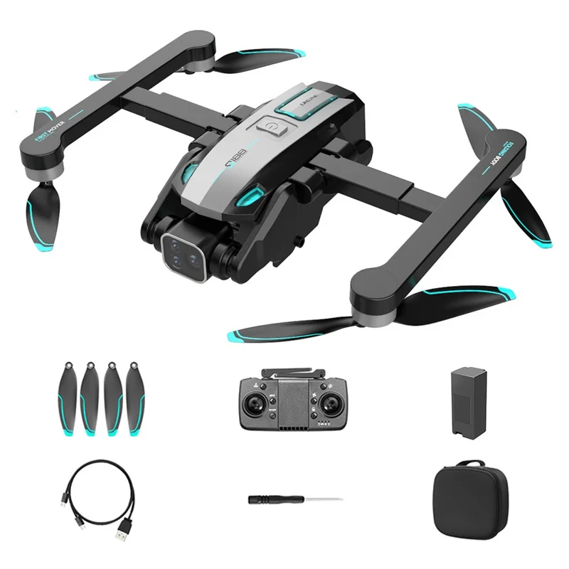 S188 Brushless Four-sided Obstacle Avoidance Aircraft HD Shooting GPS Positioning Drone, 1 Battery - Silver