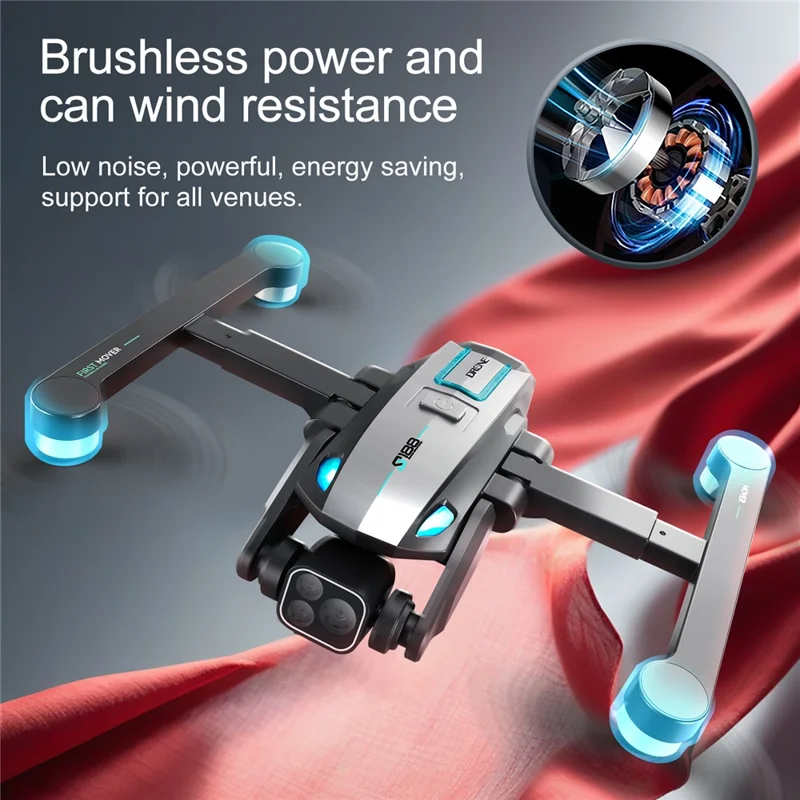 S188 Brushless Four-sided Obstacle Avoidance Aircraft HD Shooting GPS Positioning Drone, 1 Battery - Silver