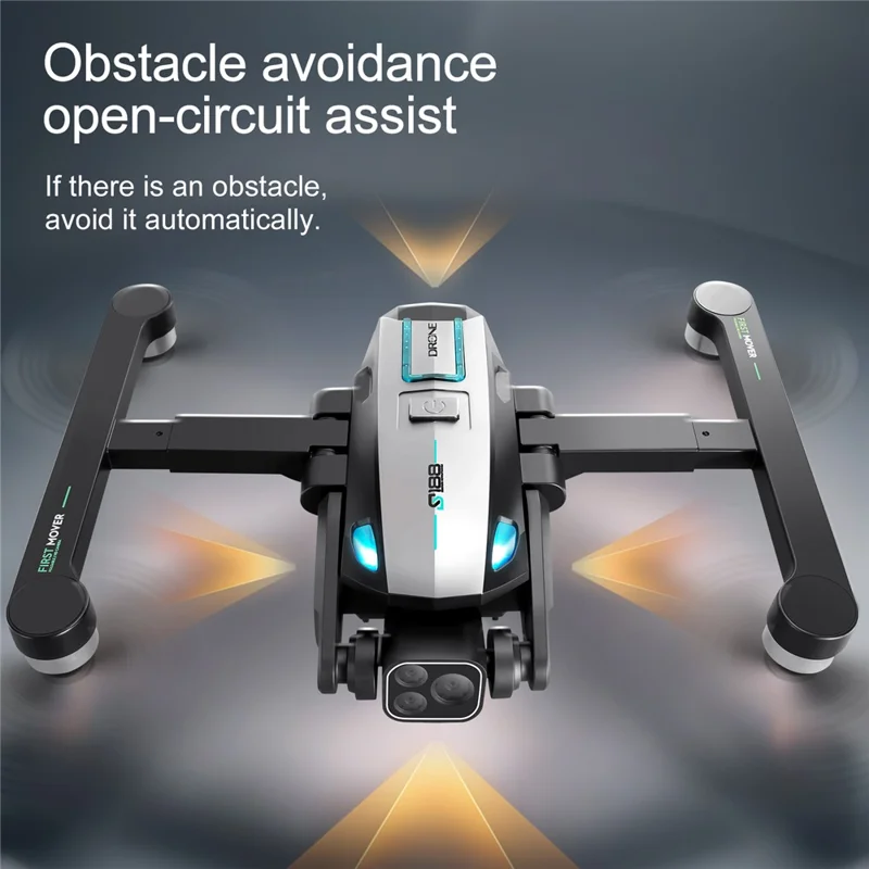 S188 Brushless Four-sided Obstacle Avoidance Aircraft HD Shooting GPS Positioning Drone, 1 Battery - Silver