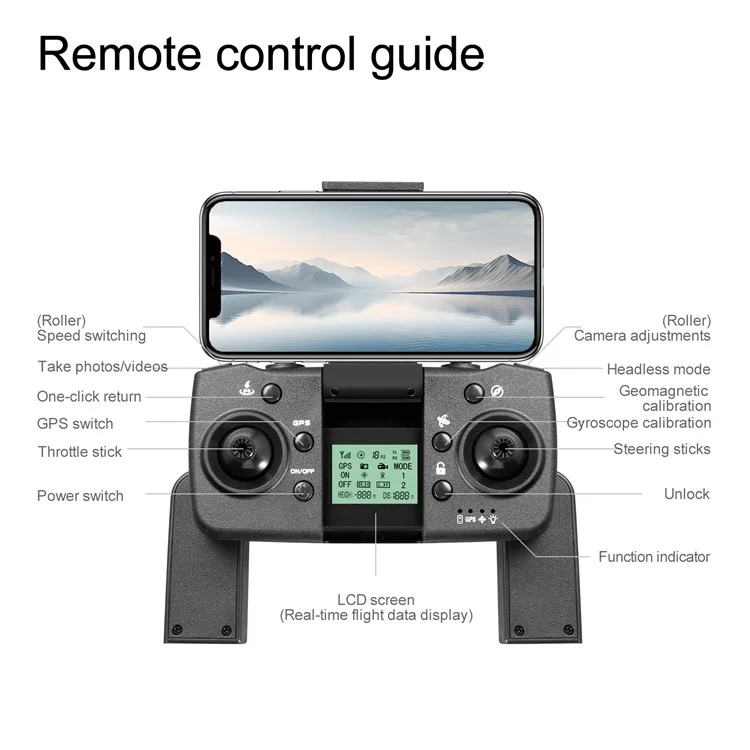 S188 Brushless Obstacle Avoidance Aircraft HD Aerial Photography GPS Positioning Drone, 2 Baterías - Negro