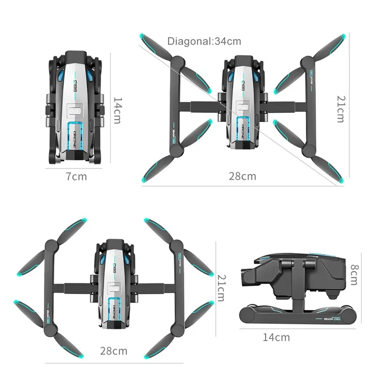 S188 Brushless Obstacle Avoidance Aircraft HD Aerial Photography GPS Positioning Drone, 2 Baterías - Negro