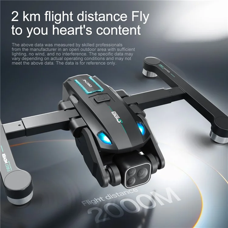 S188 Brushless Obstacle Avoidance Aircraft HD Aerial Photography GPS Positioning Drone, 2 Baterías - Negro
