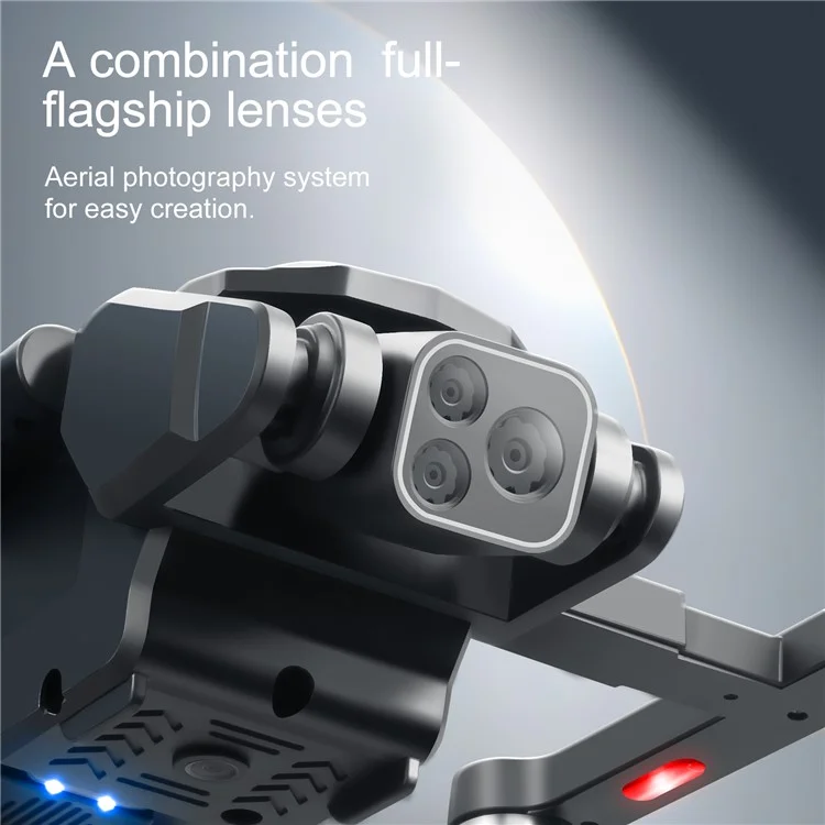 S188 Brushless Obstacle Avoidance Aircraft HD Aerial Photography GPS Positioning Drone, 2 Baterías - Negro
