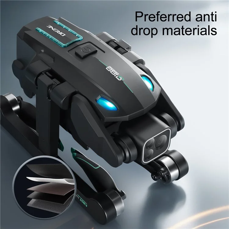 S188 Brushless Obstacle Avoidance Aircraft HD Aerial Photography GPS Positioning Drone, 2 Baterías - Negro