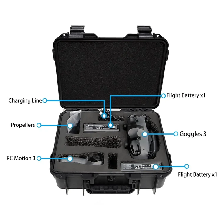For DJI Avata 2 Sealed Suitcase Explosion-Proof Portable Storage Box with Shoulder Strap - Black