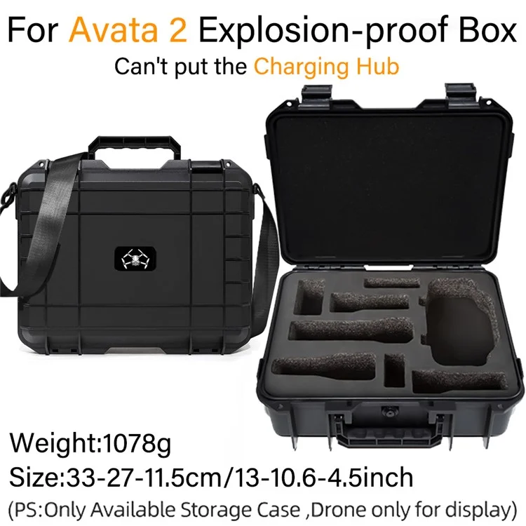 For DJI Avata 2 Sealed Suitcase Explosion-Proof Portable Storage Box with Shoulder Strap - Black