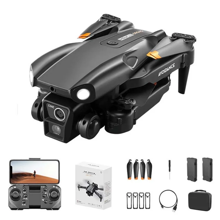 D3 Obstacle Avoidance Aircraft HD Aerial Photography Optical Flow Positioning Drone, 2 Batteries - Black