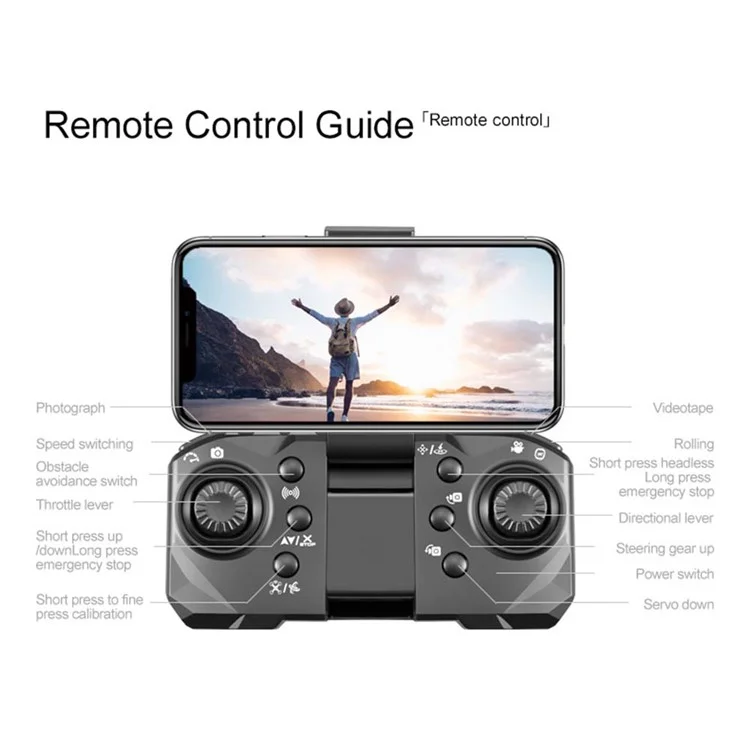 D3 Obstacle Avoidance Aircraft HD Aerial Photography Optical Flow Positioning Drone, 2 Batteries - Black