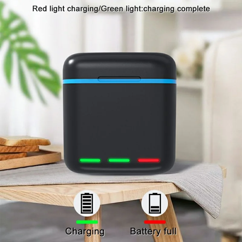 3-Channel USB Battery Charger for GoPro Hero 13 Battery Charging Case TF Card Storage Box - Black