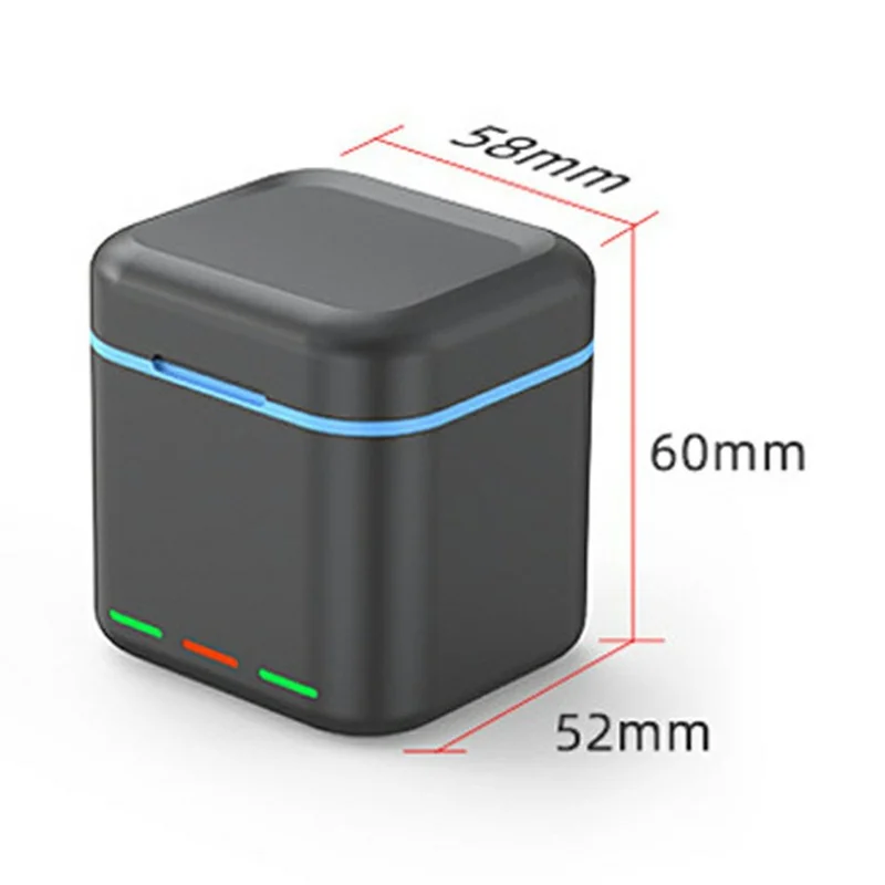 3-Channel USB Battery Charger for GoPro Hero 13 Battery Charging Case TF Card Storage Box - Black