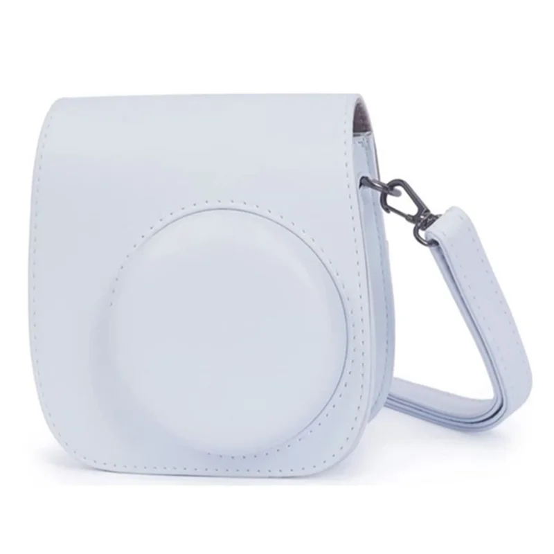 Læderet taske med beskyttelsesdæksel med aftagelig indstillelig rem til Fujifilm Instax Mini 11 instantkamera - Hvid