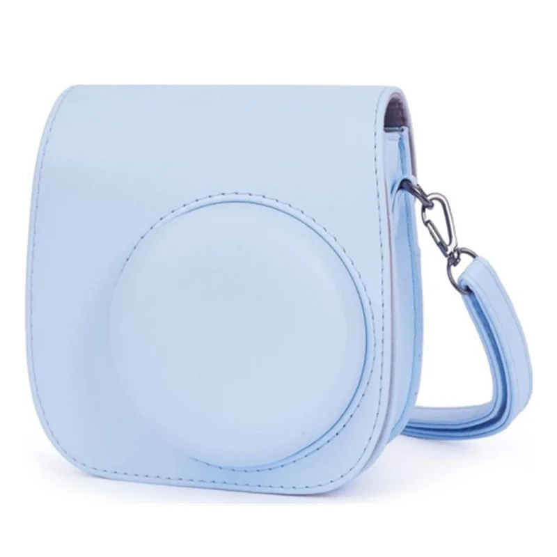 Ledertasche Schutzhülle mit abnehmbarem verstellbarem Gurt für Fujifilm Instax Mini 11 Sofortbildkamera - Blau