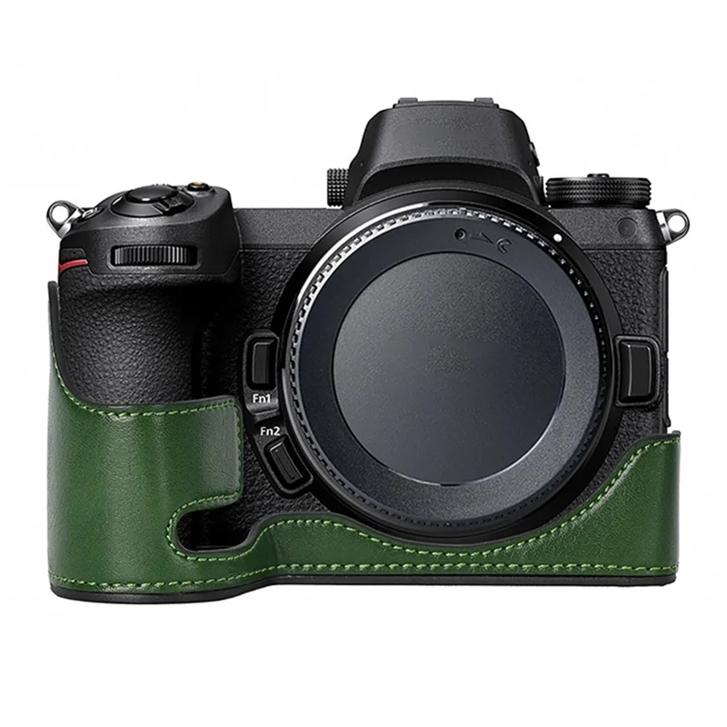 For Nikon Z 6 / Z 6 II Textured Leather Camera Bag Bottom Case Easy to Replace Battery - Green