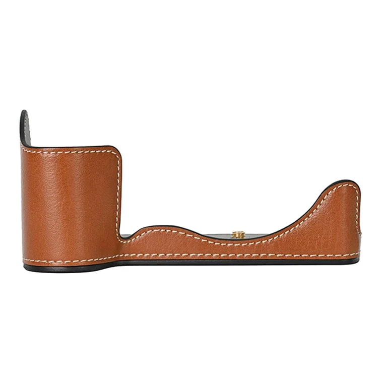 For Panasonic Lumix S5 / S5 II Leather Camera Half Cover Bottom Case with Battery Opening - Brown