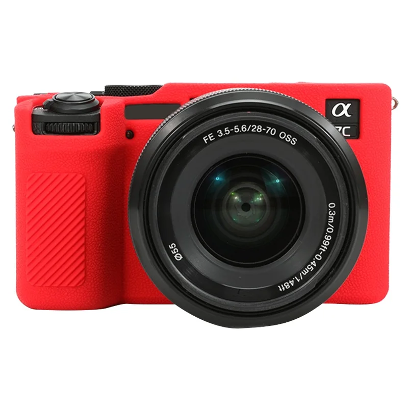 For Sony A7C II / A7CR Textured Case Anti-Scratch Silicone Cover Camera Sleeve - Red