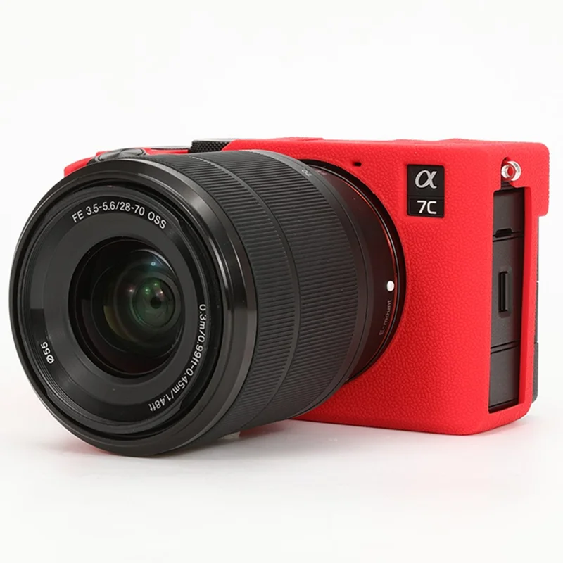 For Sony A7C II / A7CR Textured Case Anti-Scratch Silicone Cover Camera Sleeve - Red