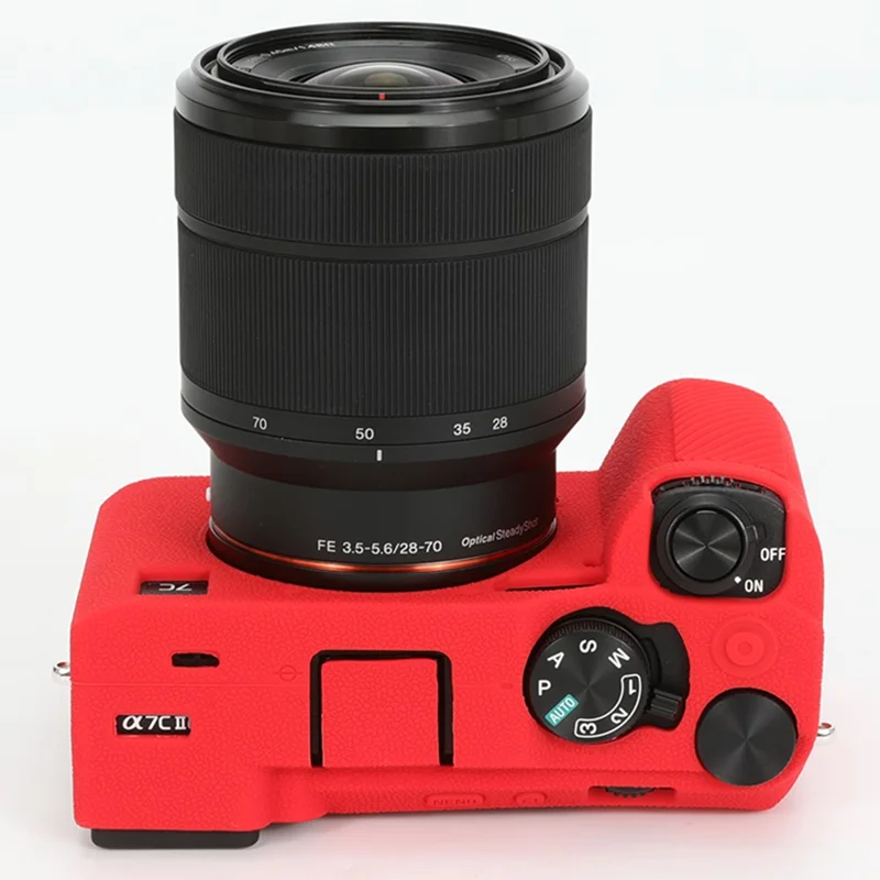 For Sony A7C II / A7CR Textured Case Anti-Scratch Silicone Cover Camera Sleeve - Red