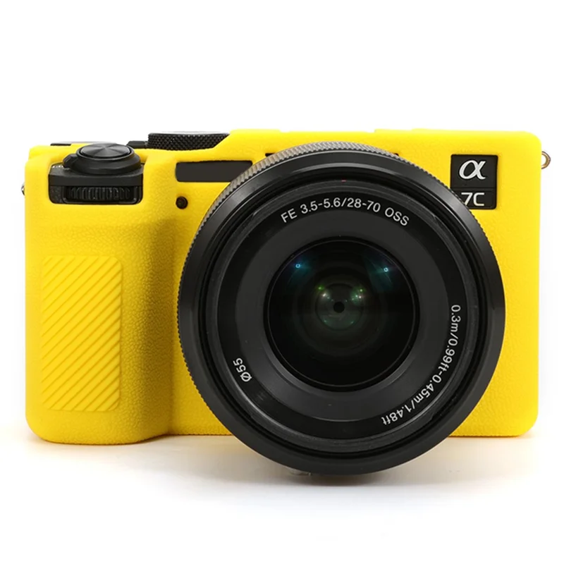 For Sony A7C II / A7CR Textured Case Anti-Scratch Silicone Cover Camera Sleeve - Yellow