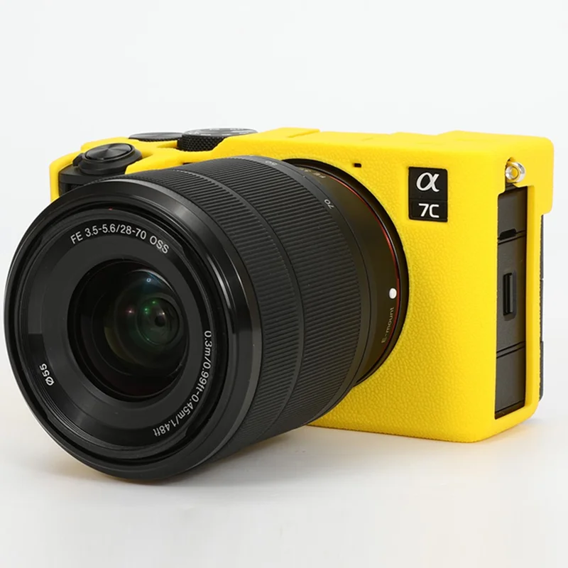For Sony A7C II / A7CR Textured Case Anti-Scratch Silicone Cover Camera Sleeve - Yellow