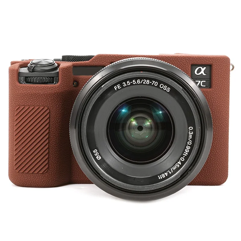 For Sony A7C II / A7CR Textured Case Anti-Scratch Silicone Cover Camera Sleeve - Coffee