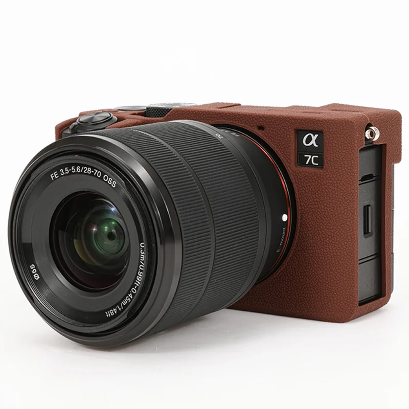For Sony A7C II / A7CR Textured Case Anti-Scratch Silicone Cover Camera Sleeve - Coffee