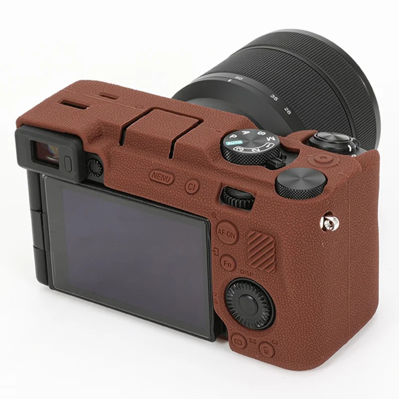 For Sony A7C II / A7CR Textured Case Anti-Scratch Silicone Cover Camera Sleeve - Coffee