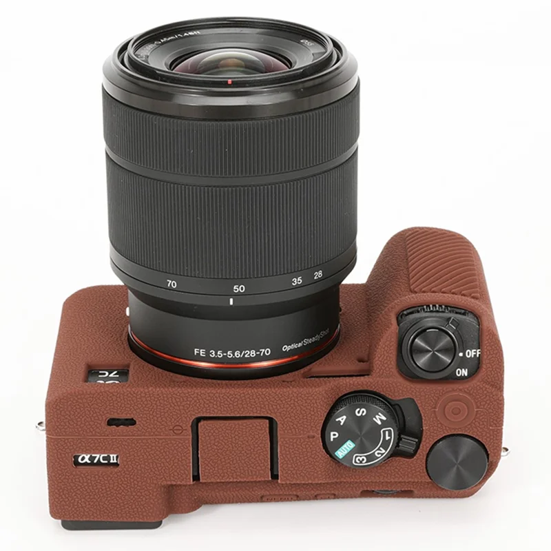 For Sony A7C II / A7CR Textured Case Anti-Scratch Silicone Cover Camera Sleeve - Coffee