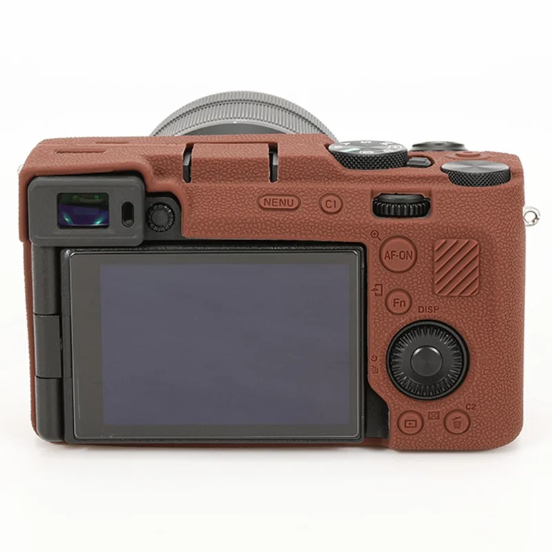 For Sony A7C II / A7CR Textured Case Anti-Scratch Silicone Cover Camera Sleeve - Coffee