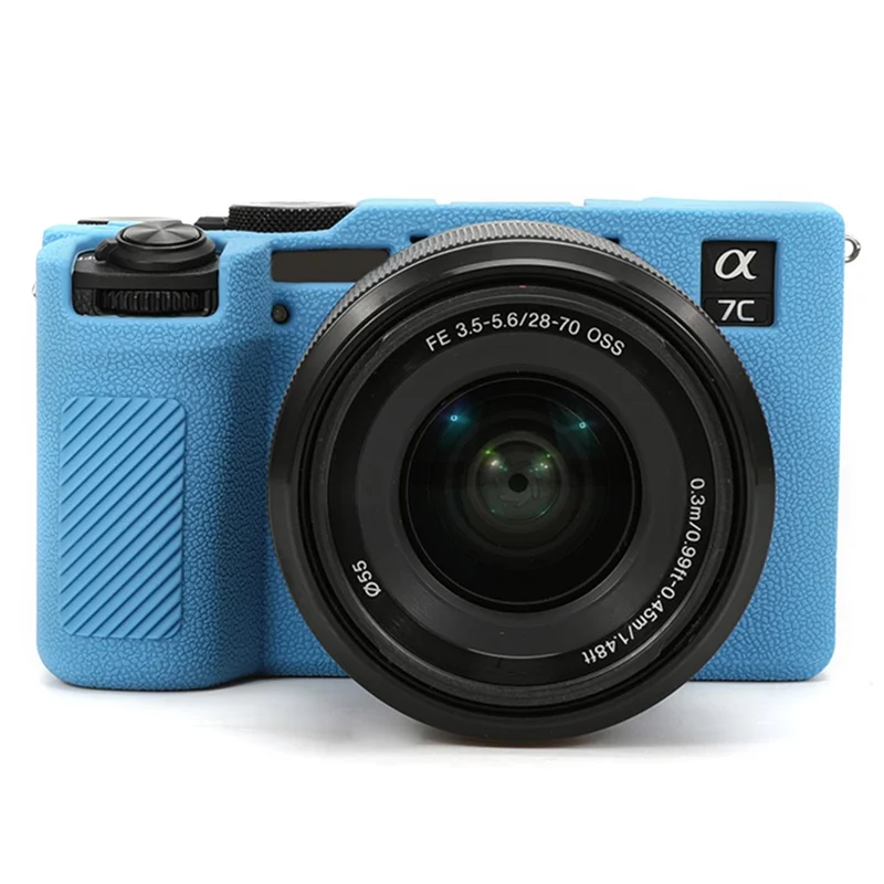 Per Sony A7C II / A7CR Custodia Testurizzata in Silicone Antistrappo - Blu