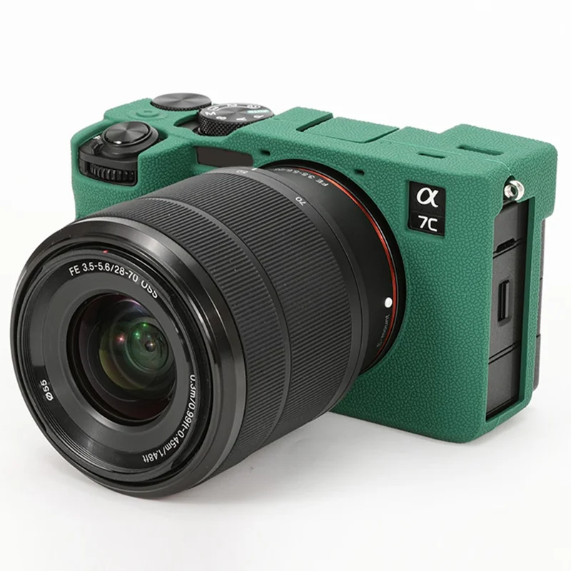 Para Sony A7C II / A7CR Capa Texturizada Anti-Arranhões Capa de Silicone Capa de Câmera - Verde