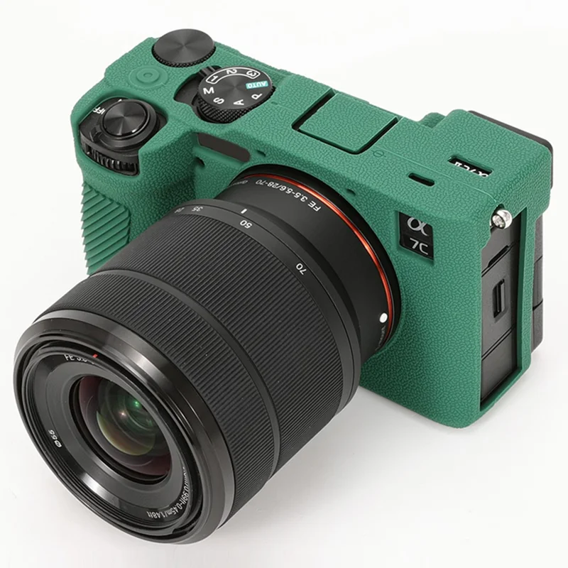 Para Sony A7C II / A7CR Capa Texturizada Anti-Arranhões Capa de Silicone Capa de Câmera - Verde