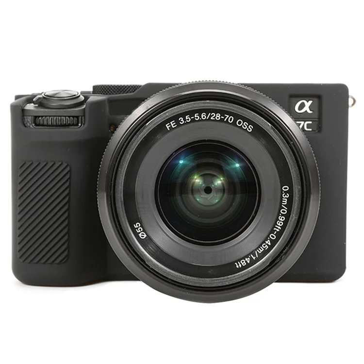 Funda protectora de silicona brillante para Sony A7C II / A7CR, resistente a caídas - Negro